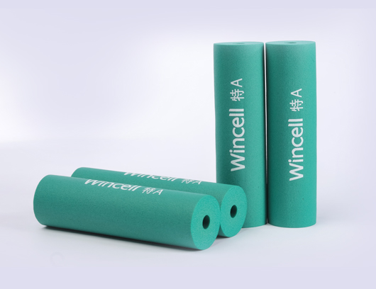Peacock green rubber and plastic insulation pipe